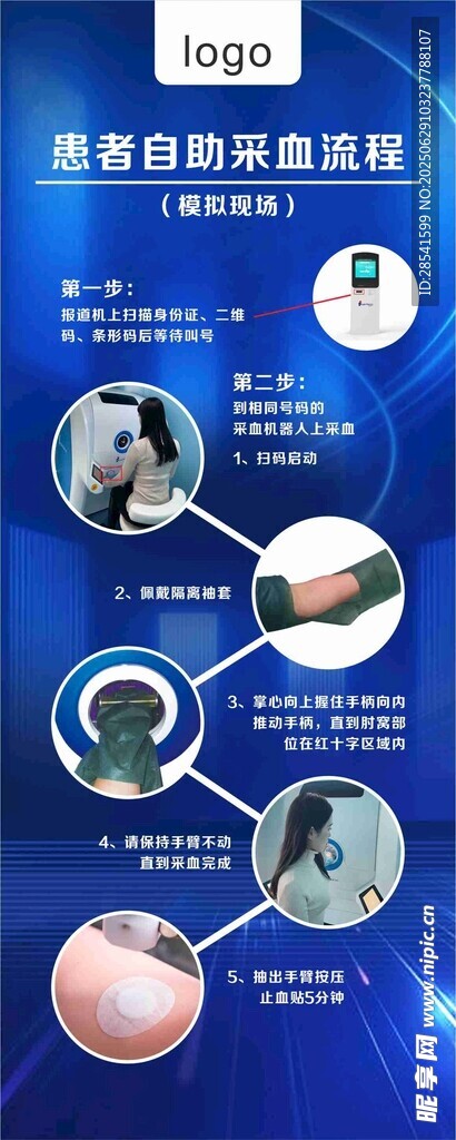 自助采血流程易拉寶展架海報