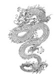 傳統(tǒng)中國龍黑白線條圖案