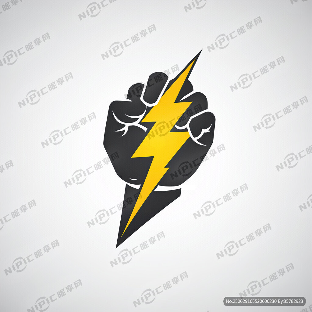 請幫我生成一個手握閃電的圖案