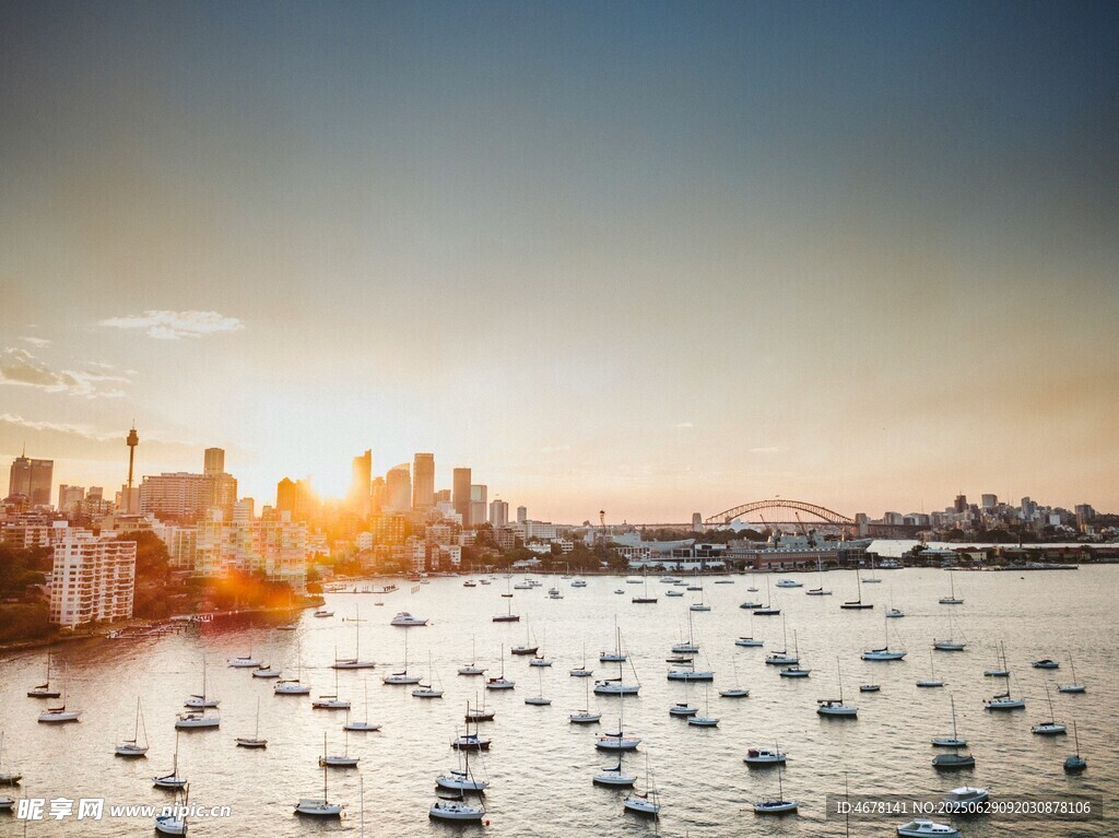 海港城市日落美景