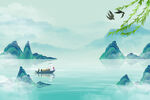 清明節山水背景