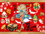 日式傳統元素喜慶插畫
