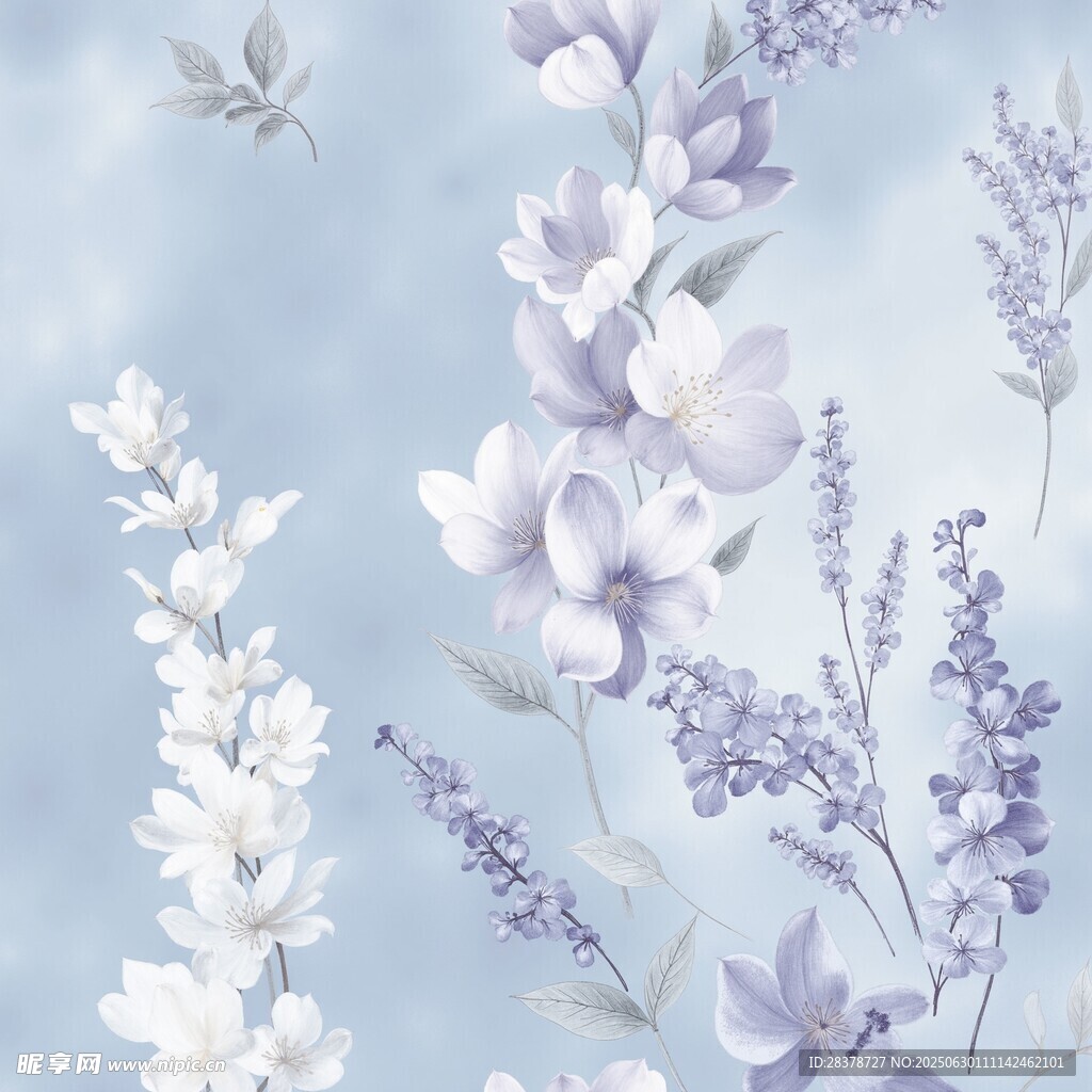 淡紫色花卉圖案背景圖