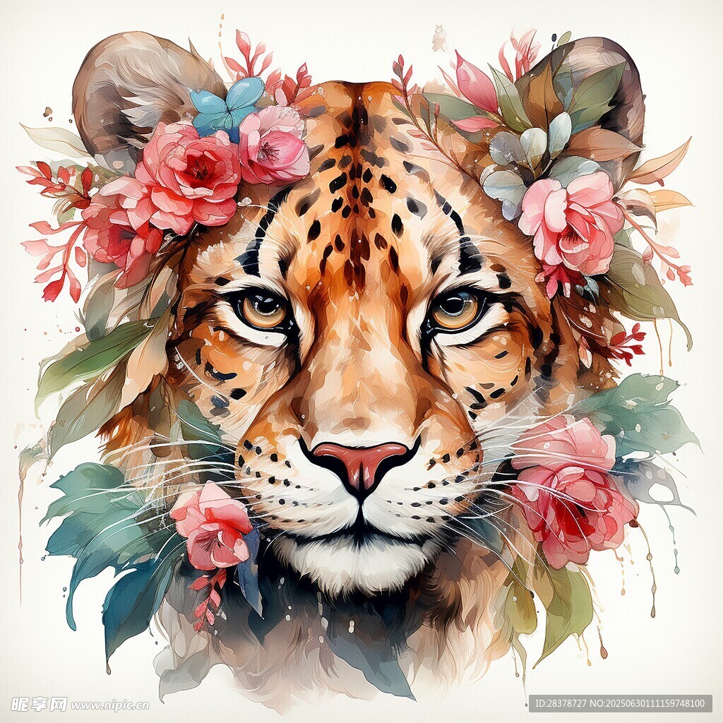 花飾豹頭插畫