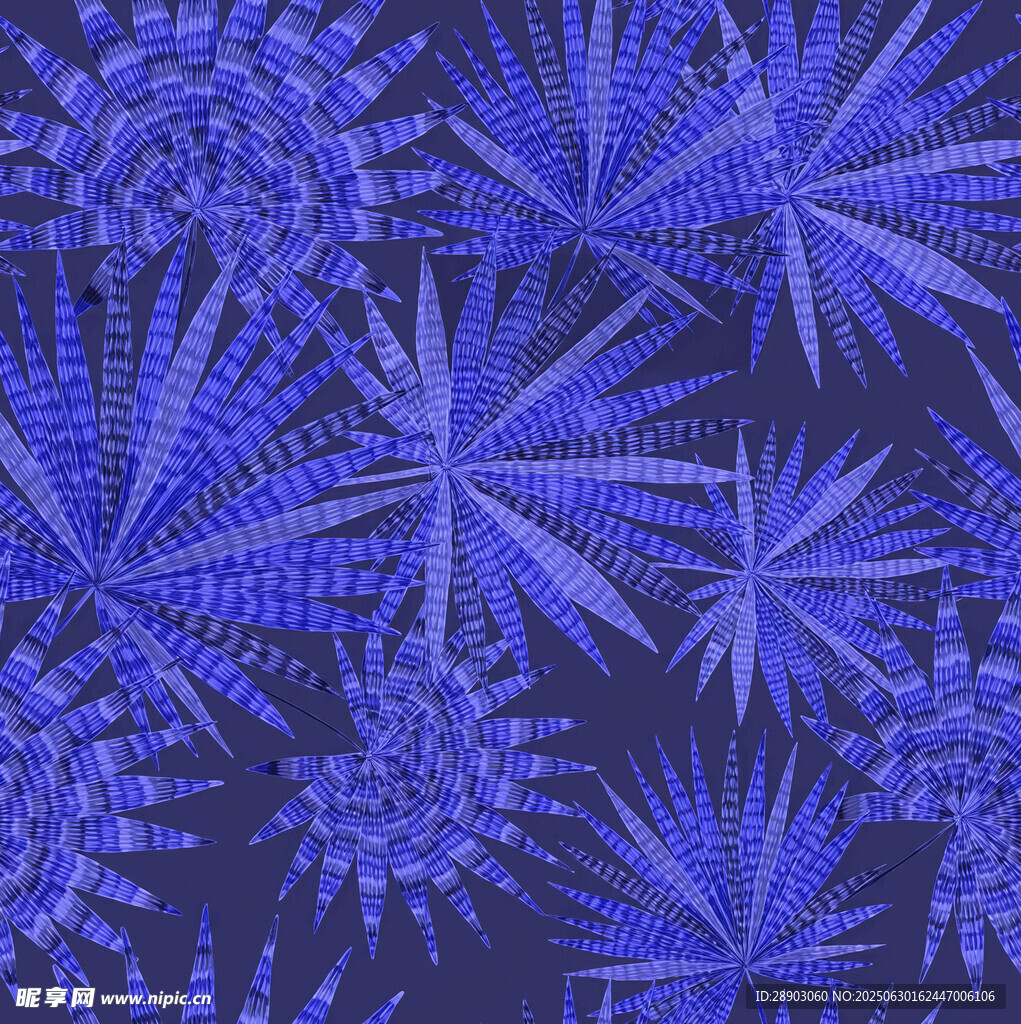 藍色 植物 抽象 圖案 元素 