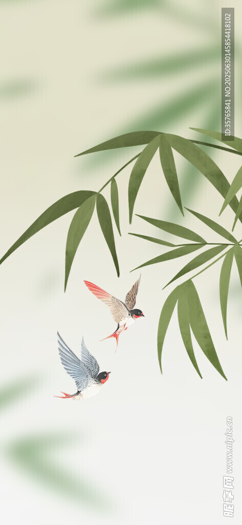 竹葉間飛鳥