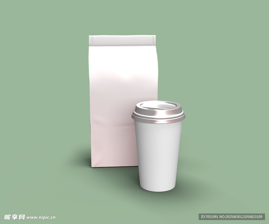 白色紙杯與包裝袋樣機
