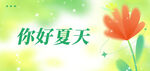 你好夏天花卉清新背景圖