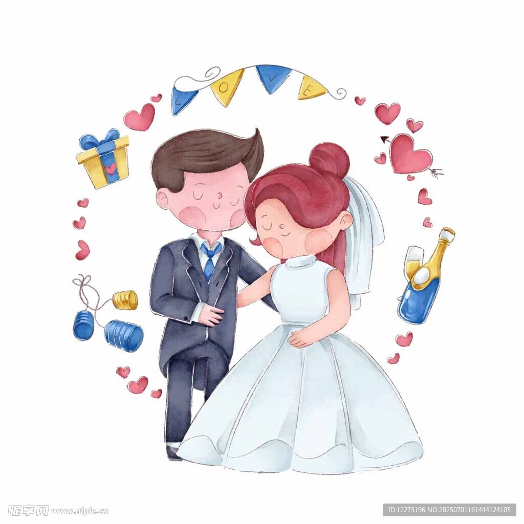 浪漫新婚夫婦甜蜜相擁