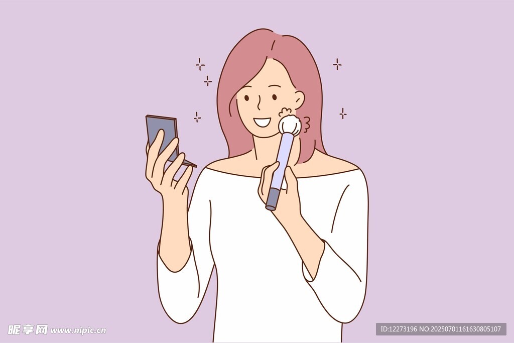 女子手持手機(jī)與電動(dòng)牙刷