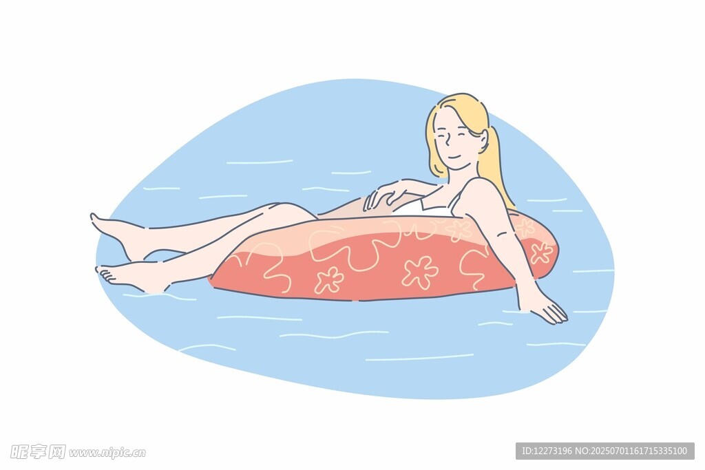 女孩愜意漂浮在水上