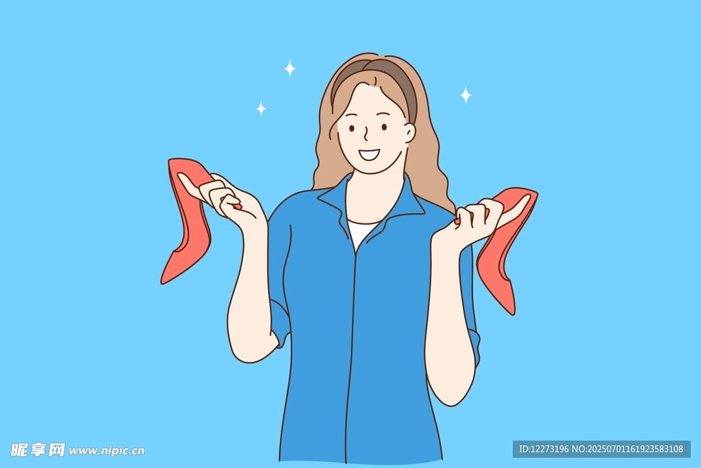 女子手持紅色高跟鞋