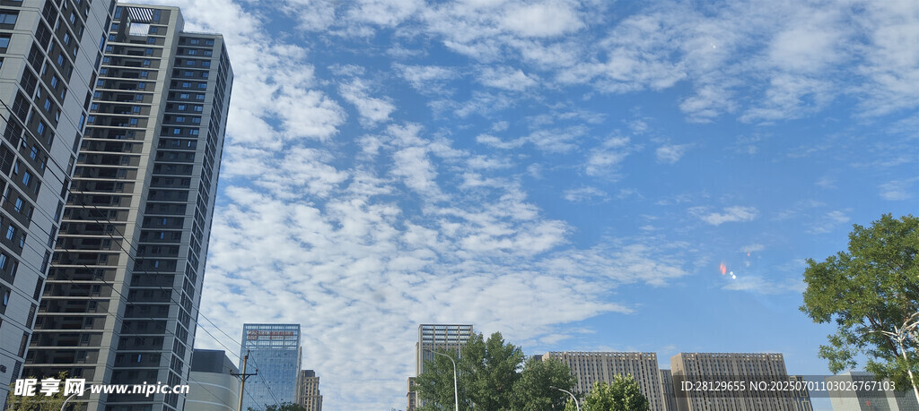 城市高樓與藍天白云景觀