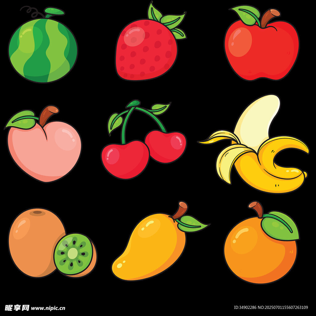 多彩水果插畫集合