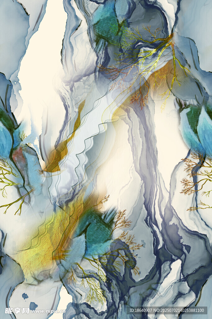 抽象水墨風(fēng)多彩藝術(shù)畫作 數(shù)碼印