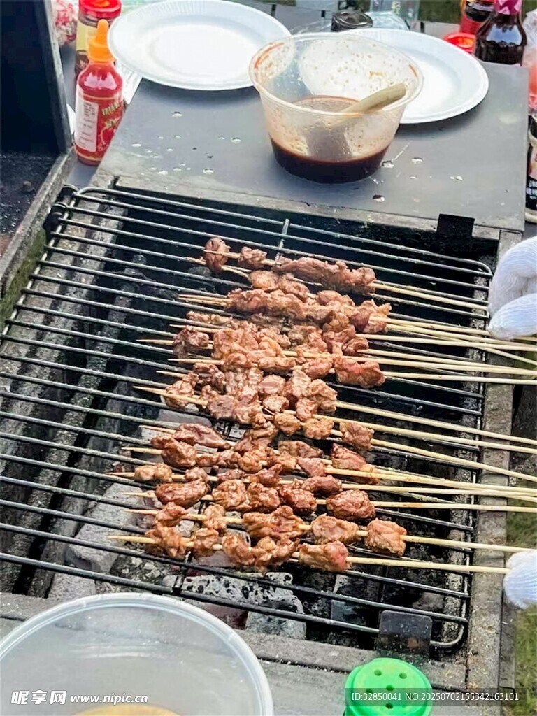 戶外燒烤架上的美味烤肉串