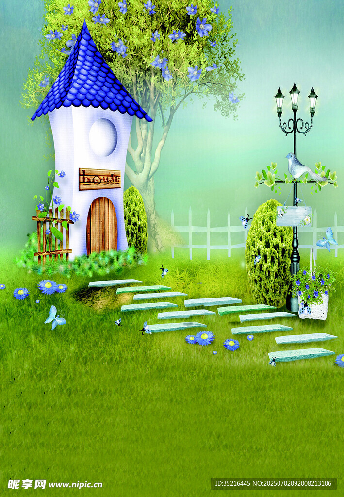 夢(mèng)幻童話小屋花園景觀