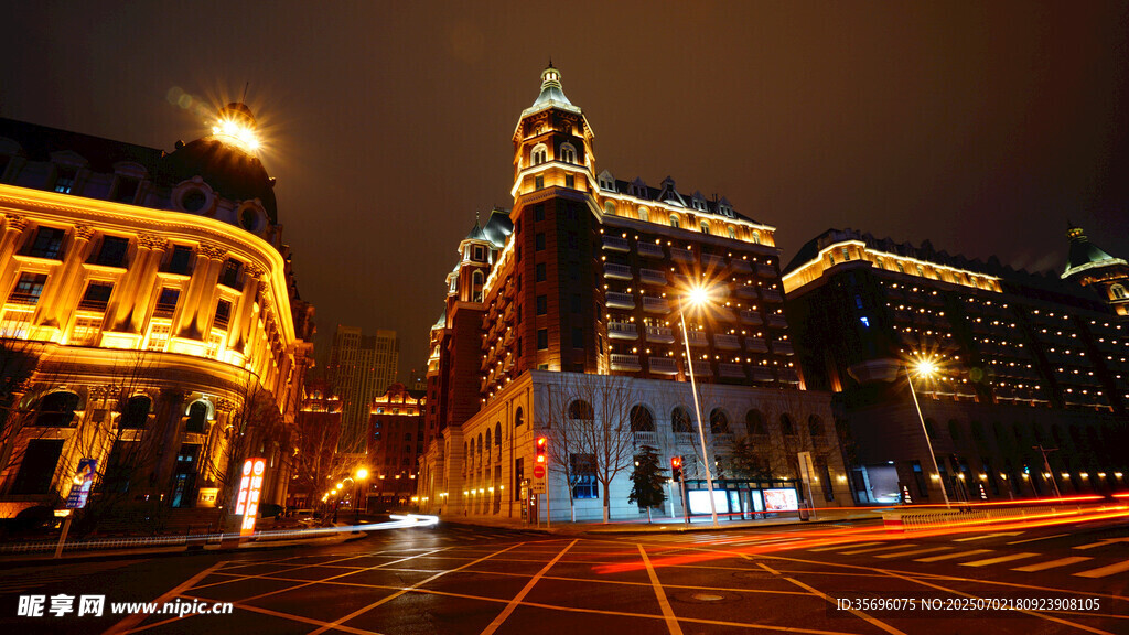 夜晚城市建筑燈光美景