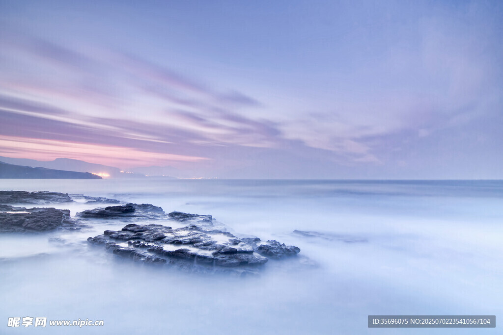 海邊夢幻暮色美景