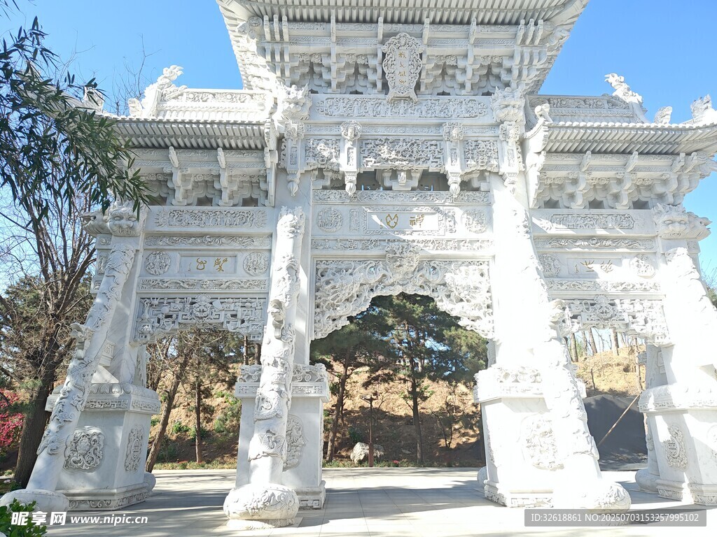 河北美院中式精美石牌坊景觀