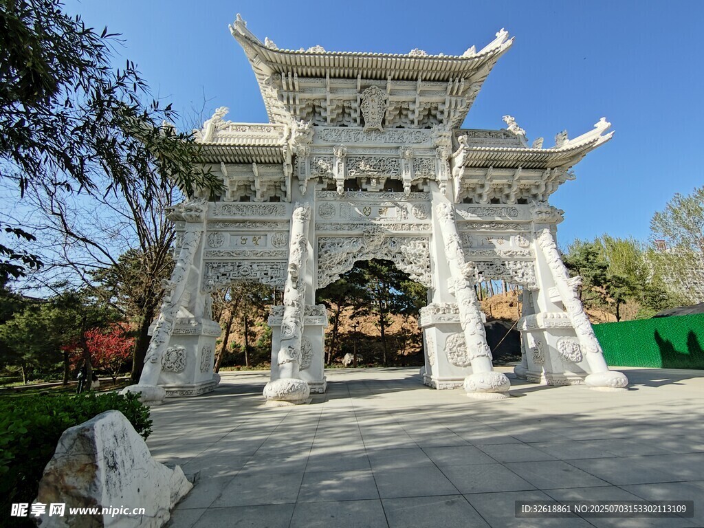 河北美院中式精美石牌坊景觀