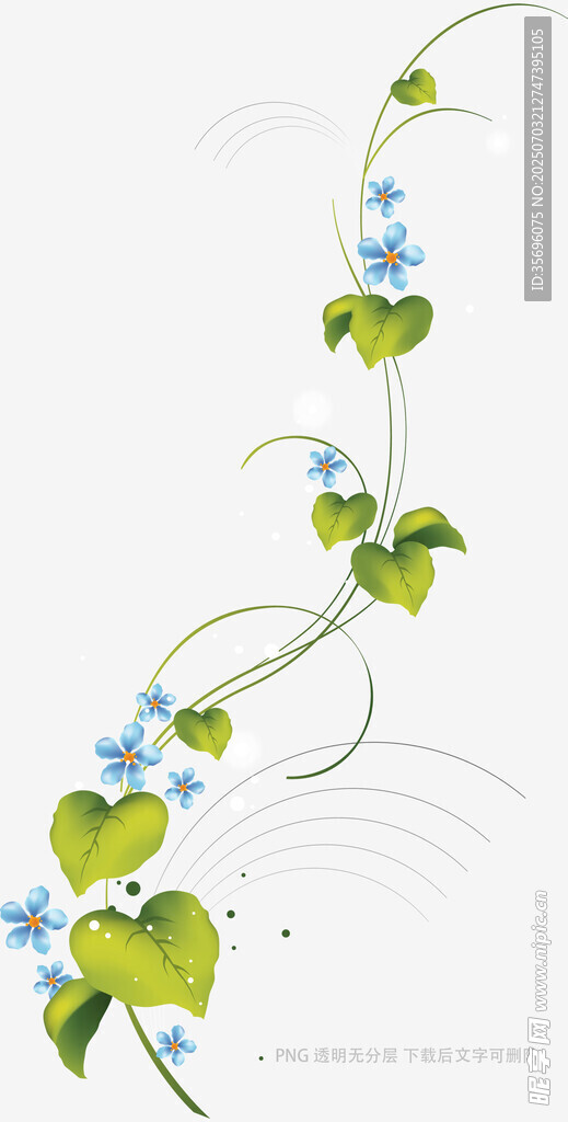藤蔓纏繞綠葉藍(lán)花圖案