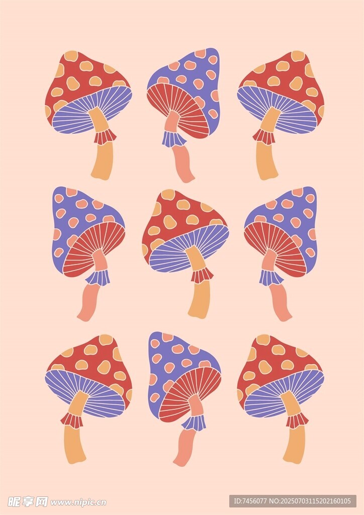 可愛蘑菇圖案插畫
