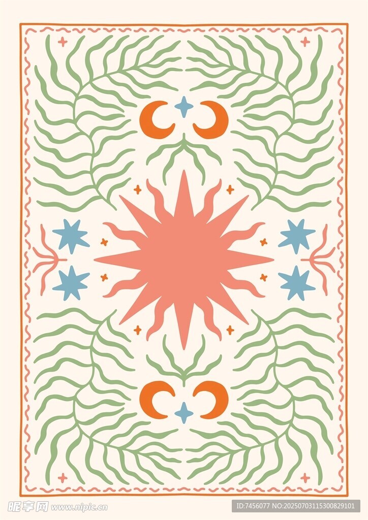 復(fù)古風(fēng)太陽月亮幾何圖案