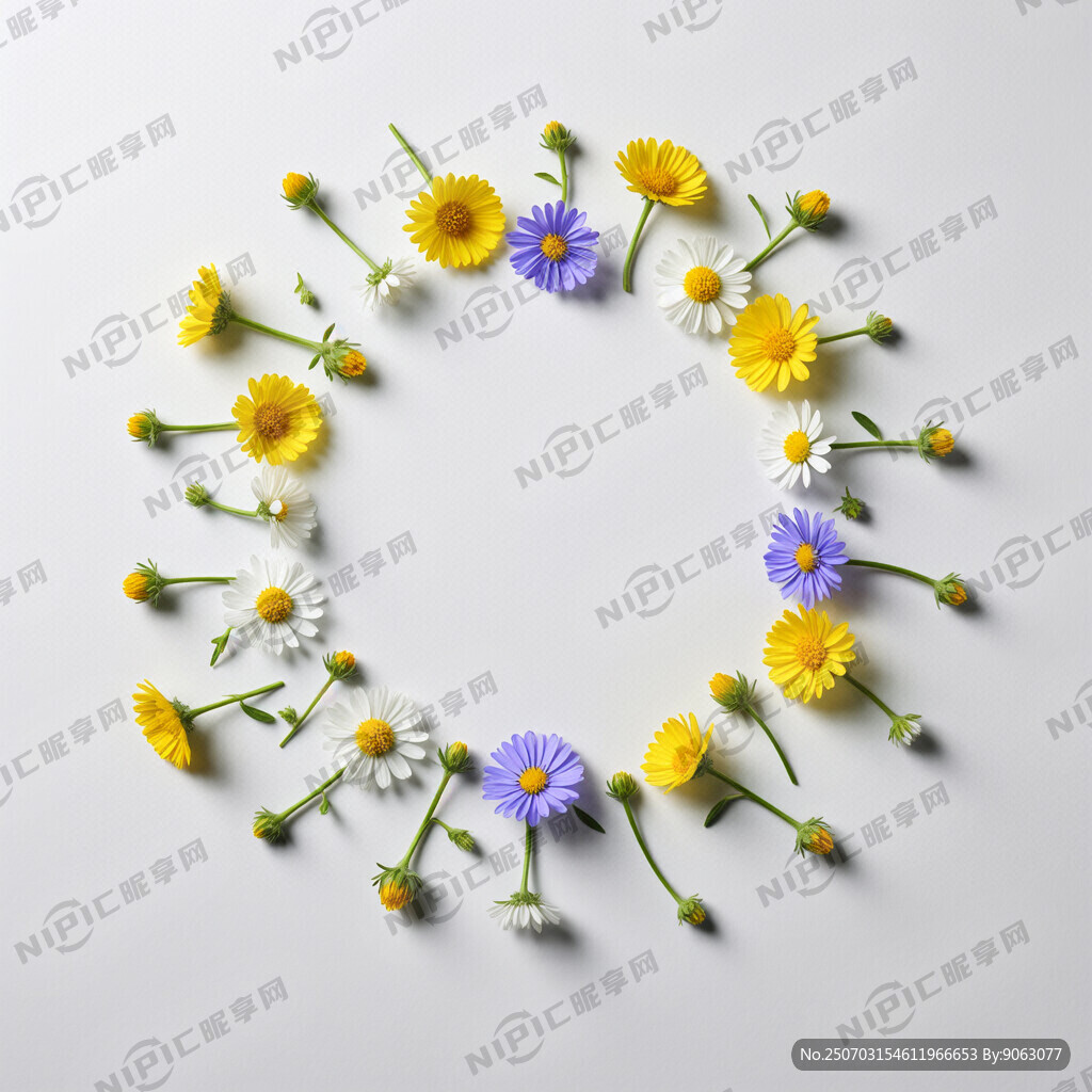 各種小花有立體感組成循環(huán)圖