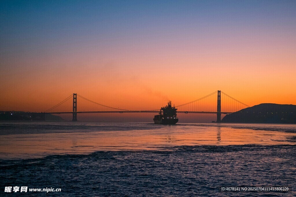 夕陽下的跨海大橋美景