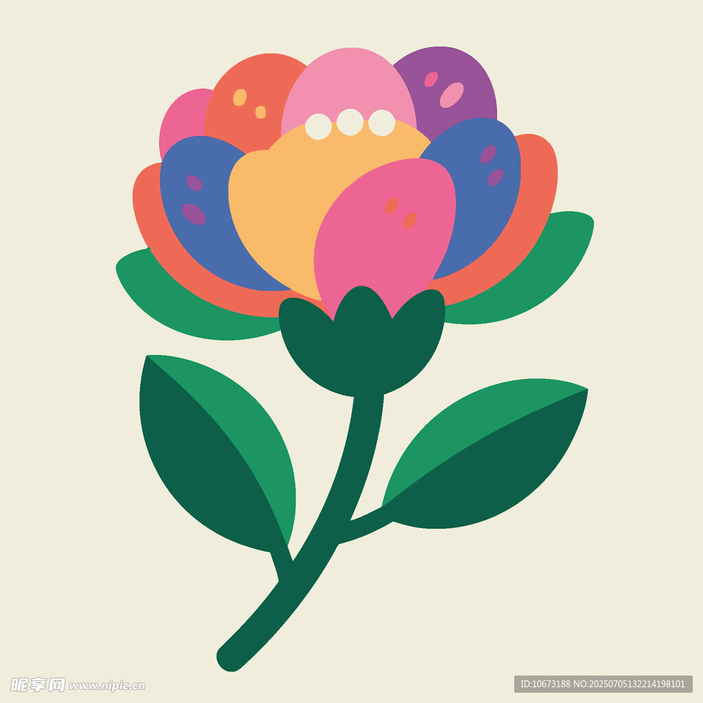 多彩手繪花朵插畫