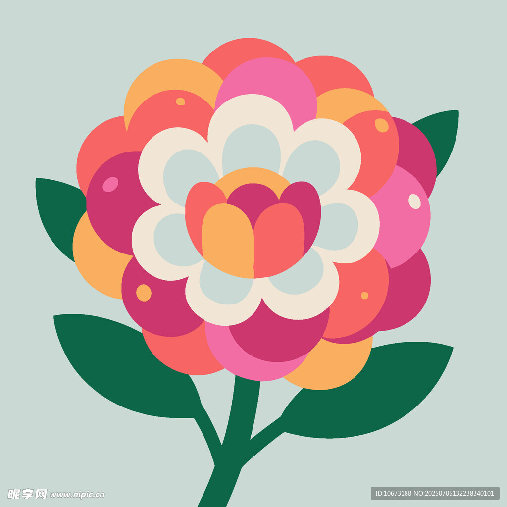 多彩花朵插畫