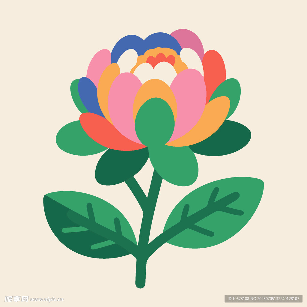 多彩花朵插畫