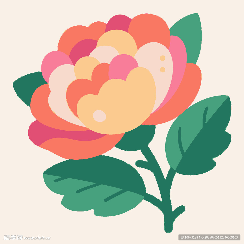 手繪多彩花朵插畫