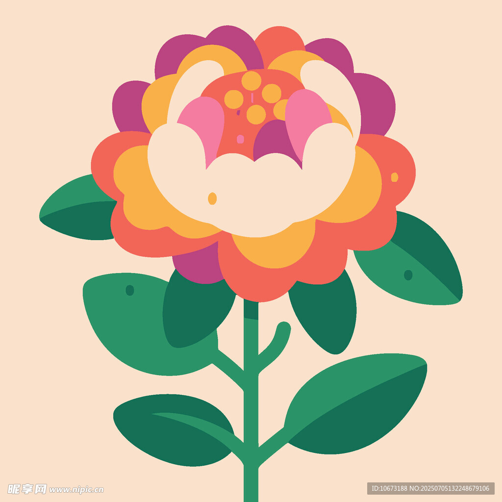 多彩手繪花卉插畫