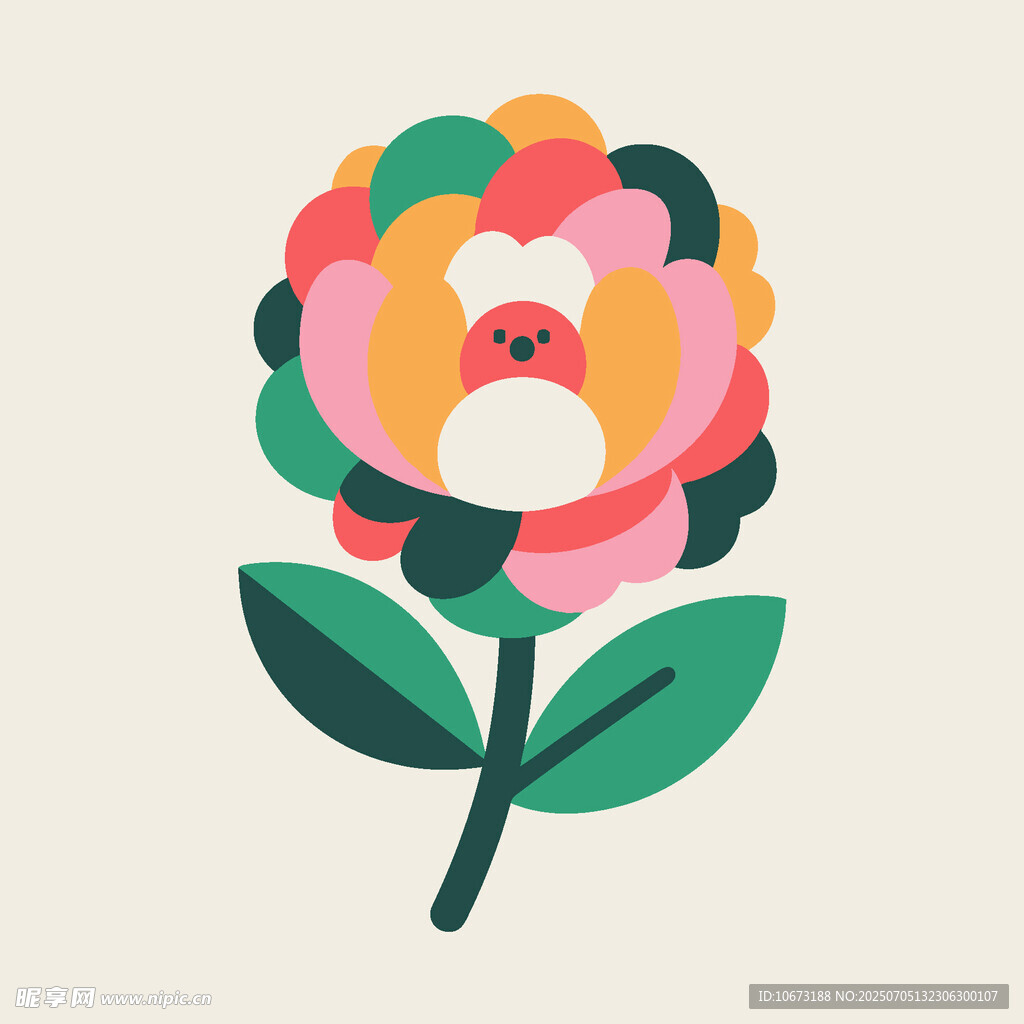 多彩花朵卡通插畫
