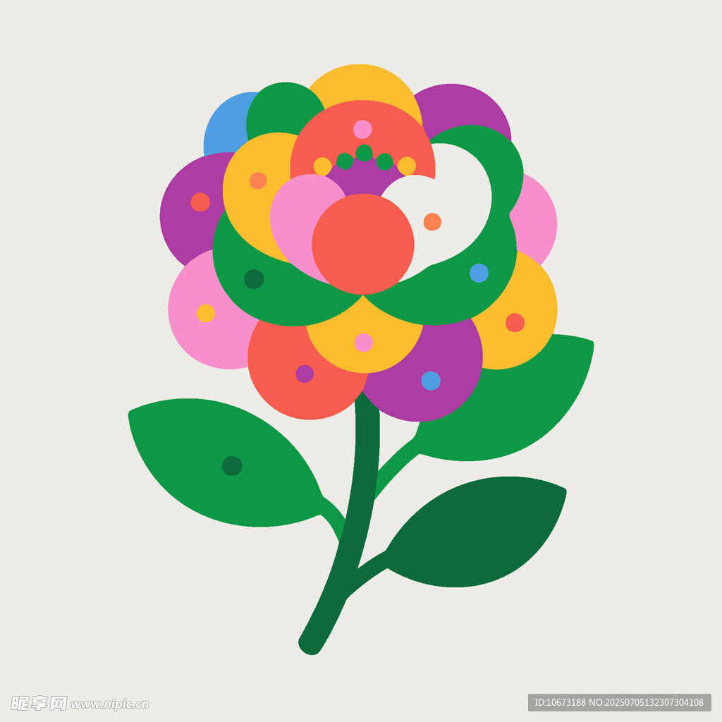多彩抽象花朵插畫