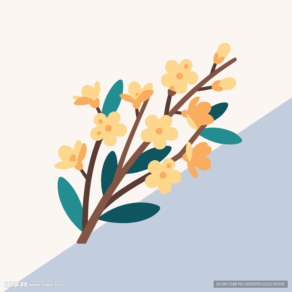 枝頭綻放的黃色小花