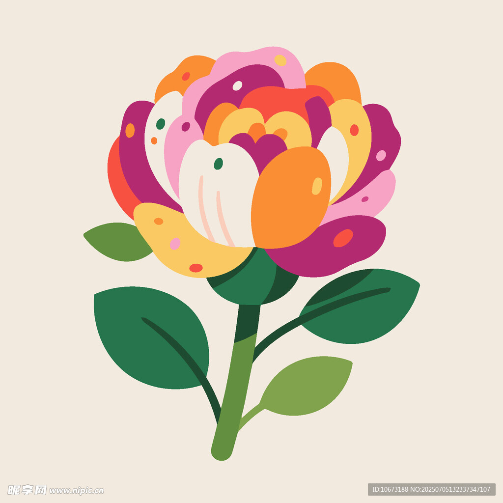 多彩手繪花卉插畫