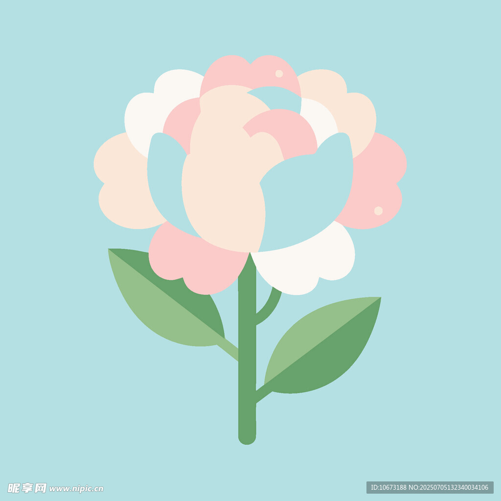 簡約手繪粉色花朵插畫