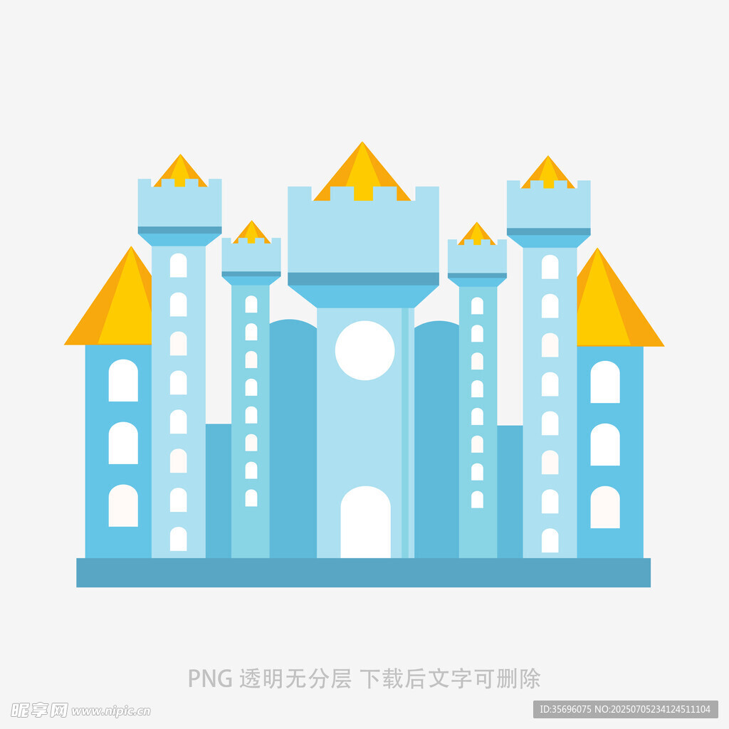 夢幻藍色城堡插畫