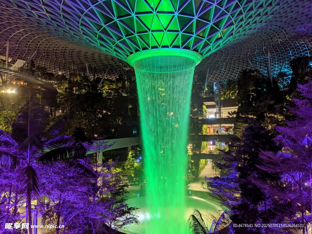 新加坡濱海灣花園擎天樹(shù)夜景