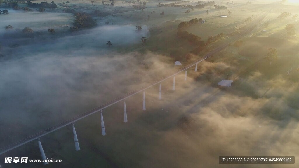 晨霧中的橋梁美景