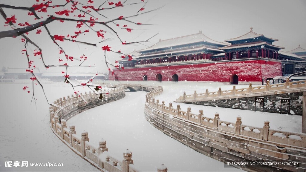 雪中故宮古建筑美景
