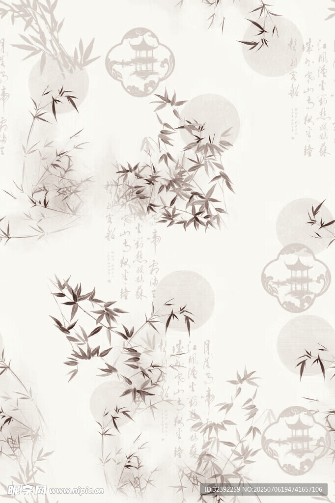 中式水墨花鳥圖案背景