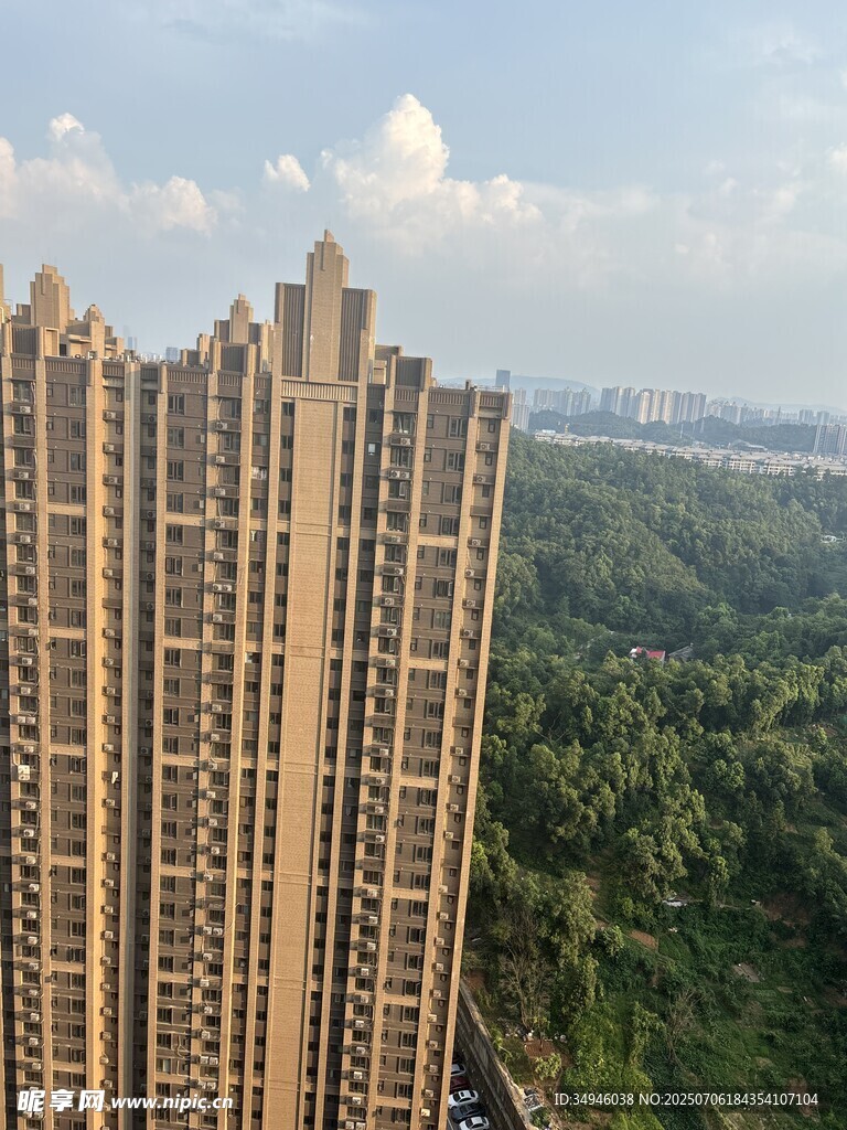 高層住宅俯瞰綠樹景觀