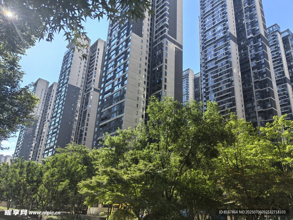 城市高樓與繁茂綠植景觀