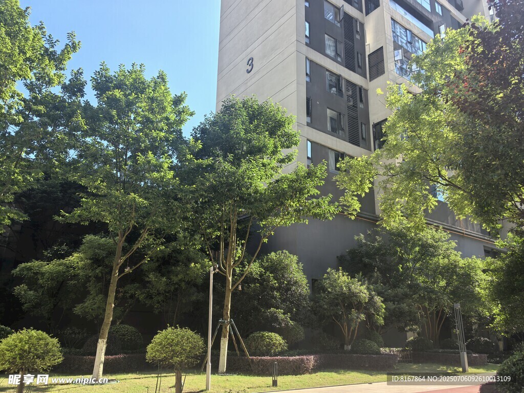 綠樹環(huán)繞的高層住宅