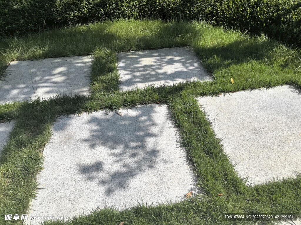 草坪上的方形石板景觀