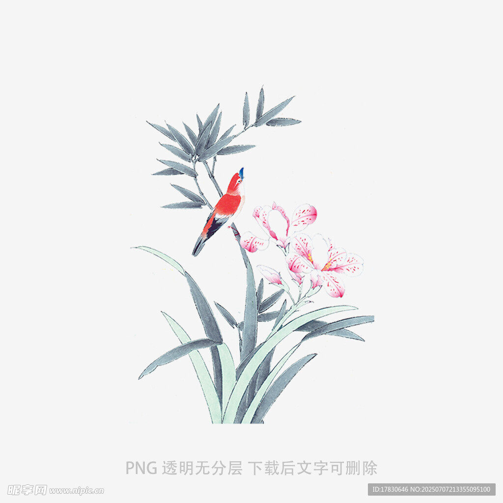 花鳥翠竹圖